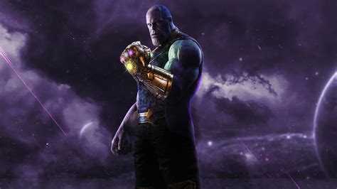 Josh Brolin Thanos In Purple Cloudy Starry Sky Background 4K HD Avengers Infinity War Wallpapers ...