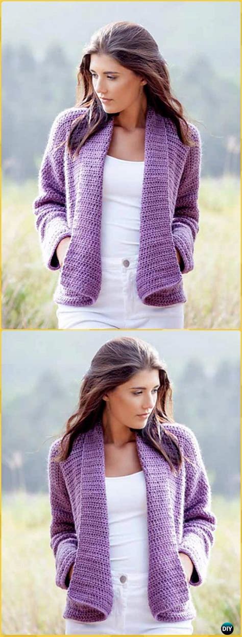 Crochet Women Sweater Coat Cardigan Free Patterns