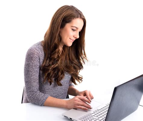 Girl with laptop computer stock image. Image of human - 50753603