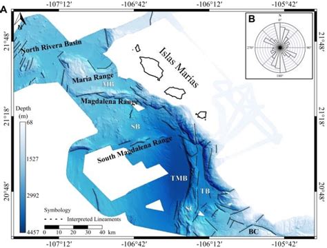 Bathymetry map of the western Islas Marías region. A) Hypsometric map... | Download Scientific ...