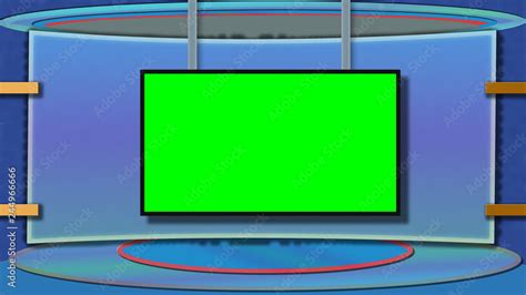 Blue themed TV studio background with greenscreen Stock Photo | Adobe Stock