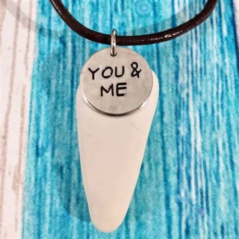 Old white pottery shard. You & Me silver accent. Expresso leather slipknot cord #beachpottery # ...