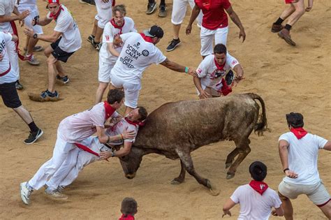 Running of the bulls at the San Fermin festival in Pamplona, Spain - Los Angeles Times