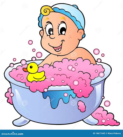 Cute bathing baby