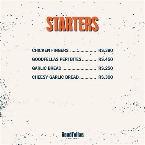 Goodfellas Pizzeria Menu