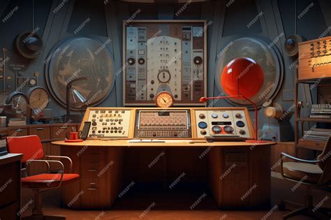 Premium AI Image | A vintage radio station control room with analog e 00420 02