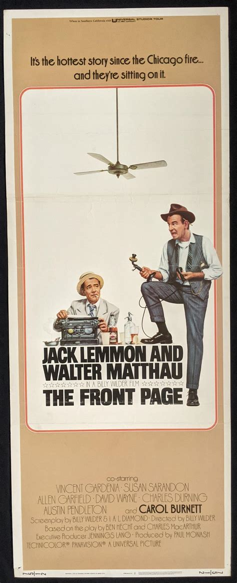 Lot - The Front Page 1974, Starring Jack Lemmon & Walter Matthau ...