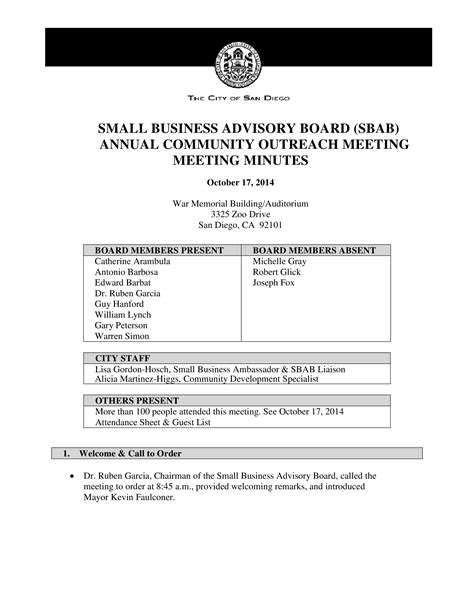 Small Business Annual Meeting Minutes - How to create a Small Business ...