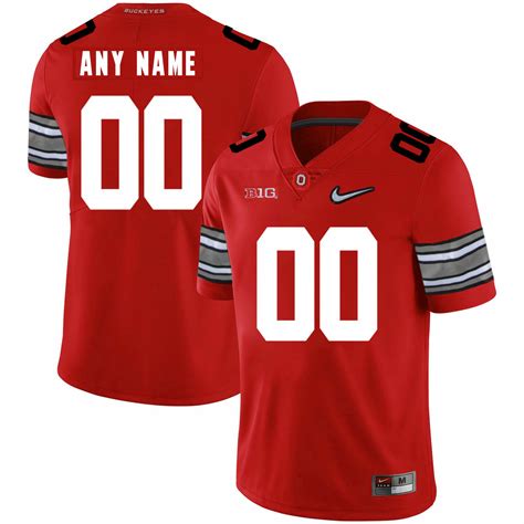 Custom Ohio State Football Jersey Name and Number Diamond Patch Red