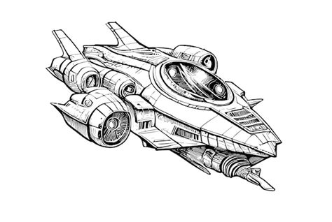 Premium Vector | Spaceship cartoon hand drawn sketch in doodle style ...