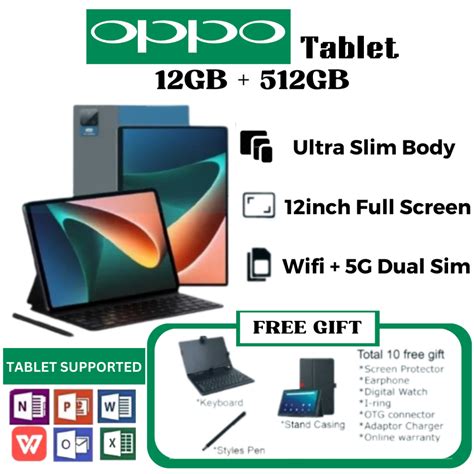 2023 Oppo Tablets 12GB+512GB Learning Tablet for Online Classroom HD Tablet Android | Shopee ...