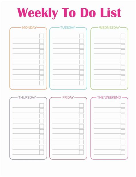 Weekly To Do List Template Printable - Freebie Finding Mom