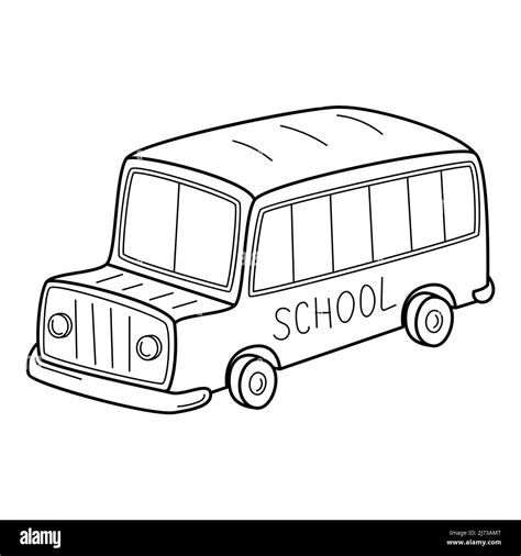 Doodle-style school bus. Hand-drawn black and white vector illustration ...