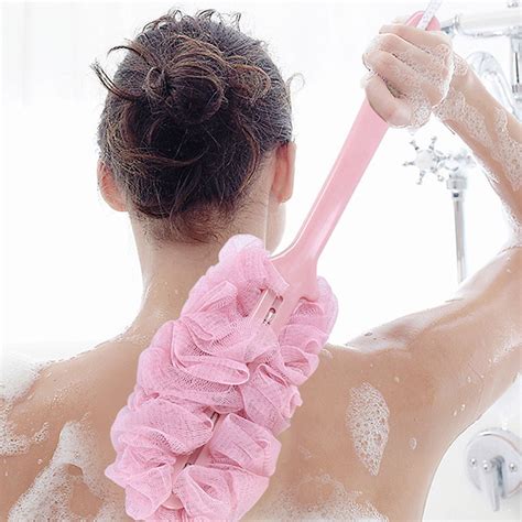 New Long Handle Hanging Soft Mesh Back Body Bath Shower Scrubber Brush Sponge - Walmart.com ...