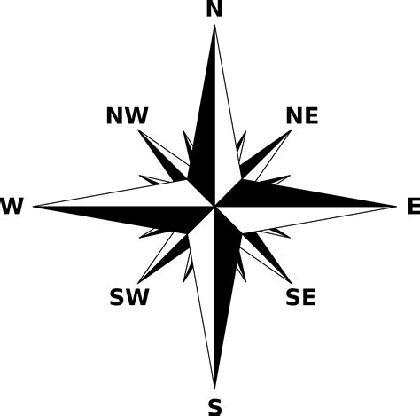 Compass rose 2 by @Firkin, A simple compass rose, on @openclipart | Compass, Compass rose ...