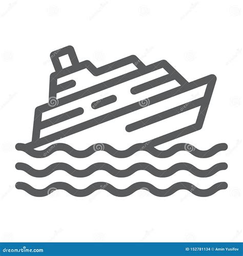 Sinking Ship Line Icon, Disaster And Water, Boat Catastrophe Sign ...