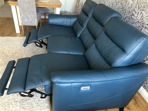 Blue Electric recliner 3 Seater Leather Sofa | in Abingdon, Oxfordshire | Gumtree