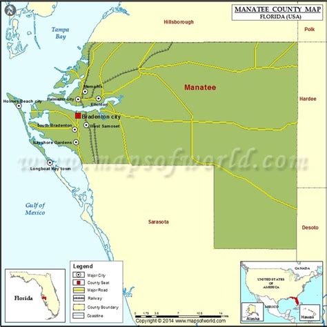 Map of Manatee County, Florida