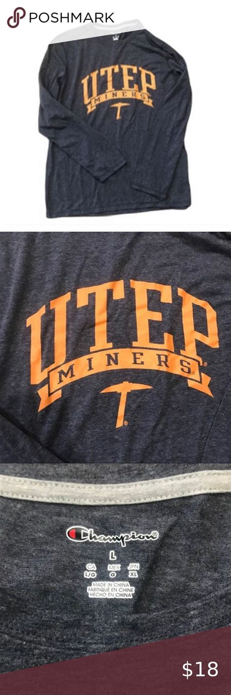 UTEP Miners long sleeve large grey orange NEW | Champion shirts, Long sleeve, Sleeves