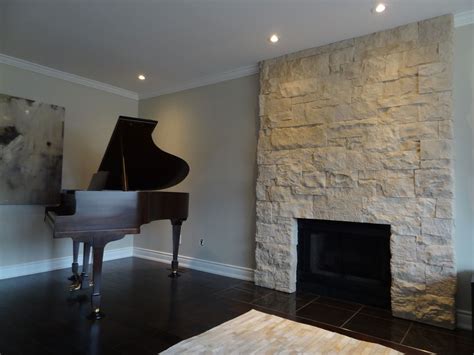 Eldorado Stone Veneer Fireplace - Contemporary - Living Room - Toronto - by Integrity Masonry ...