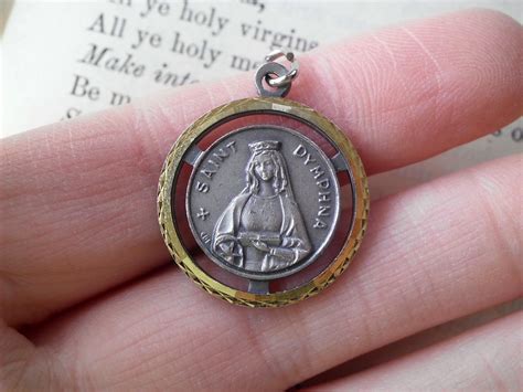 Vintage Religious Medals: Vintage St Dymphna Religious Relic Medal