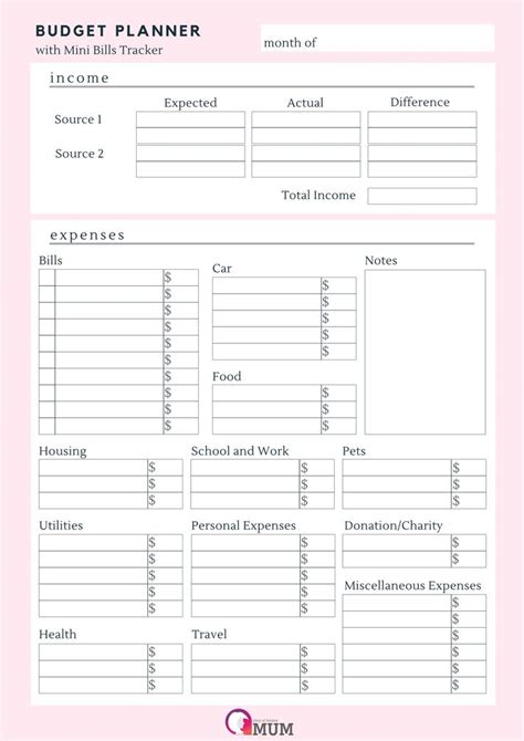 Budget Planner with Mini Bills Tracker - Stay at Home Mum | Journals Plus | Organización de ...