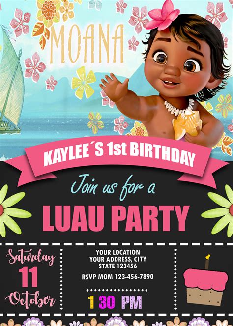 Baby Moana Luau Pool Party Invitation - oscarsitosroom