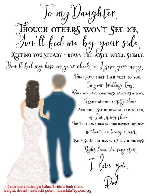 To My Daughter brunette Wedding Day Poem From Father Who | Etsy ...