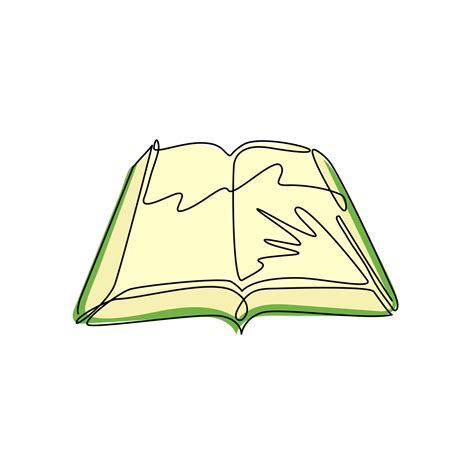 Single one line drawing open book icon in flat style. Study and ...