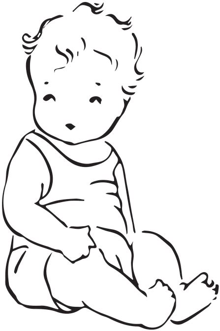 Download Sitting Infant Drawing, HD Png Download - vhv