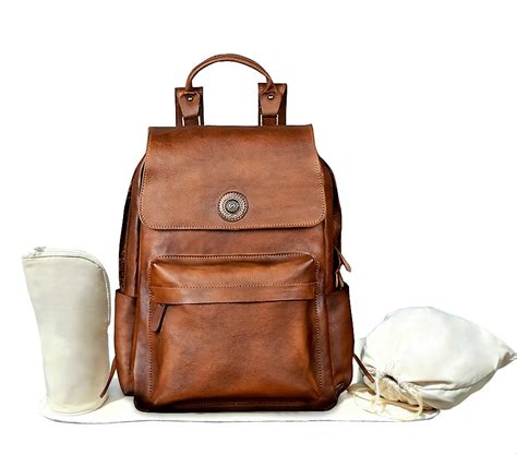 Genuine Leather Backpack Baby Diaper Bag