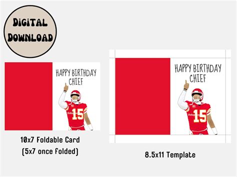 Patrick Mahomes Birthday Card Greeting Kansas City Chiefs Funny Cartoon ...