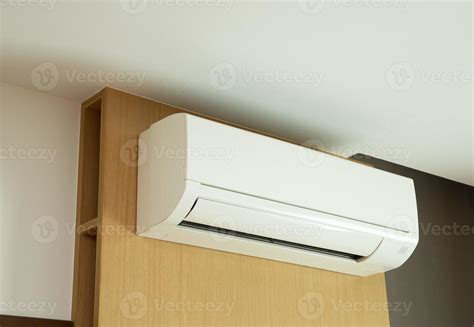 Split air conditioner installed on wooden wall. 20681065 Stock Photo at ...