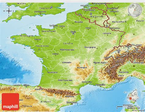 Physical 3D Map of France