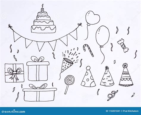 Doodle set party sketch stock illustration. Illustration of celebrate ...