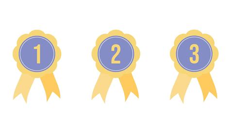 Set of badges with ribbons first, second, third place. Vector illustration 13461463 Vector Art ...