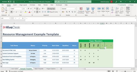 Resource Allocation Template in Excel