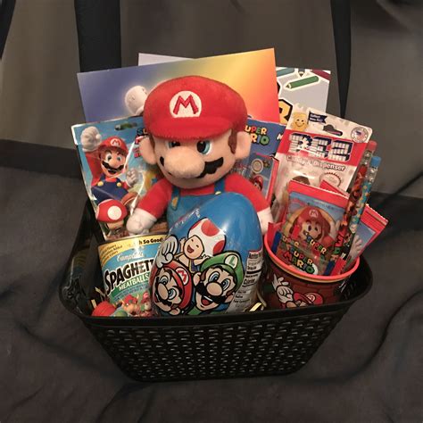 Super Mario Gift Basket | Easter basket themes, Super mario gifts, Super mario bros gifts