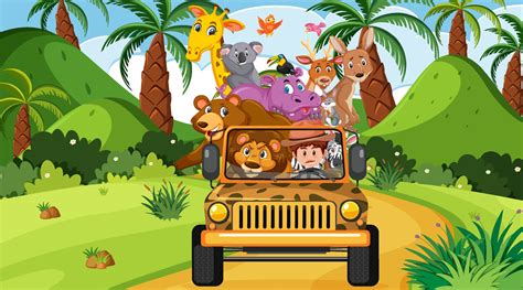 Animals In Safari Car Clip Art