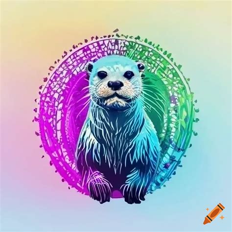 A beautiful and intricate pen illustration of an otter, with thin ...