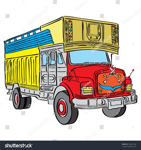 Indian Truck Cartoon Vector: เวกเตอร์สต็อก (ปลอดค่าลิขสิทธิ์) 548701036 ...