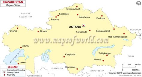 Kazakhstan Cities Map, Major Cities in Kazakhstan