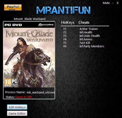 Mount & Blade: Warband Trainer v2.028+, Cheats & Codes - PC Games Trainers