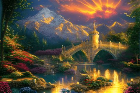 Beautiful Rivendell Sunset Backgrounds · Creative Fabrica