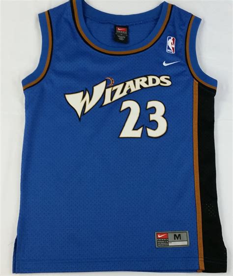 Michael Jordan #23 NIKE Jersey Washington Wizards NBA Sewn Blue Youth ...