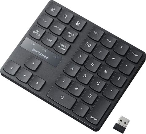 SurnQiee Wireless Numeric Keypad, 2.4G Number Pad 35-Keys Financial Accounting Rechargeable ...