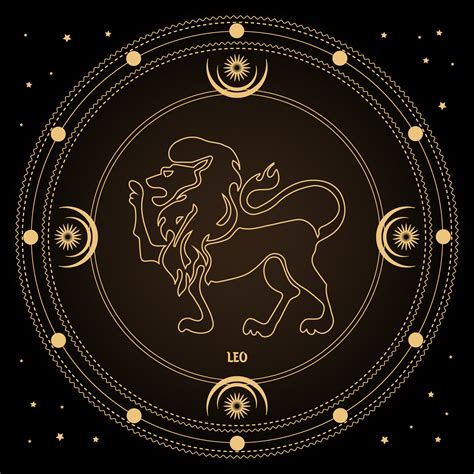 Leo zodiac sign, astrological horoscope sign in a mystical circle with ...