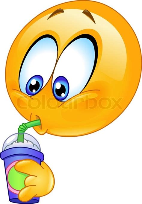 Emoticon drinking soda from a ... | Stock vector | Colourbox