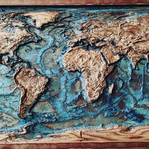 3d nautical world map with ocean floor wood acrylic – Artofit