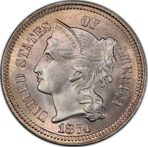 Three Cents 1874, Coin from United States - Online Coin Club